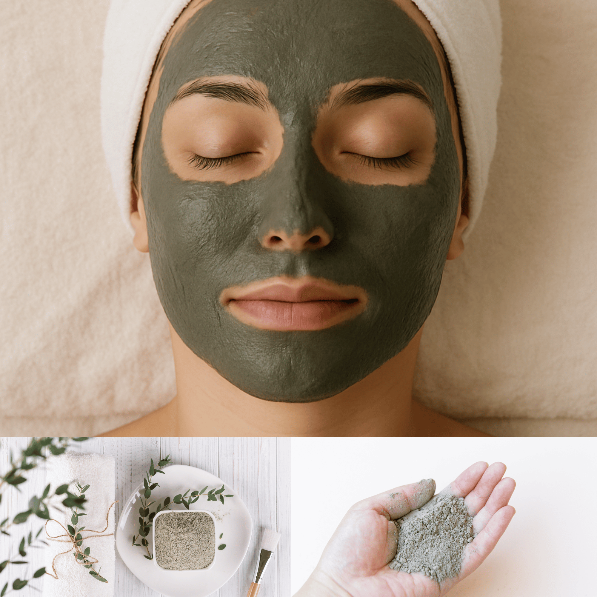 沖縄産クチャ（マリンシルト）でフェイシャルパック中の女性